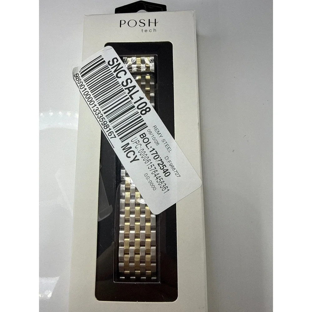 Posh Tech Remy Steel Two Tone Watch Band for Apple Watch Silver Gold Stainless